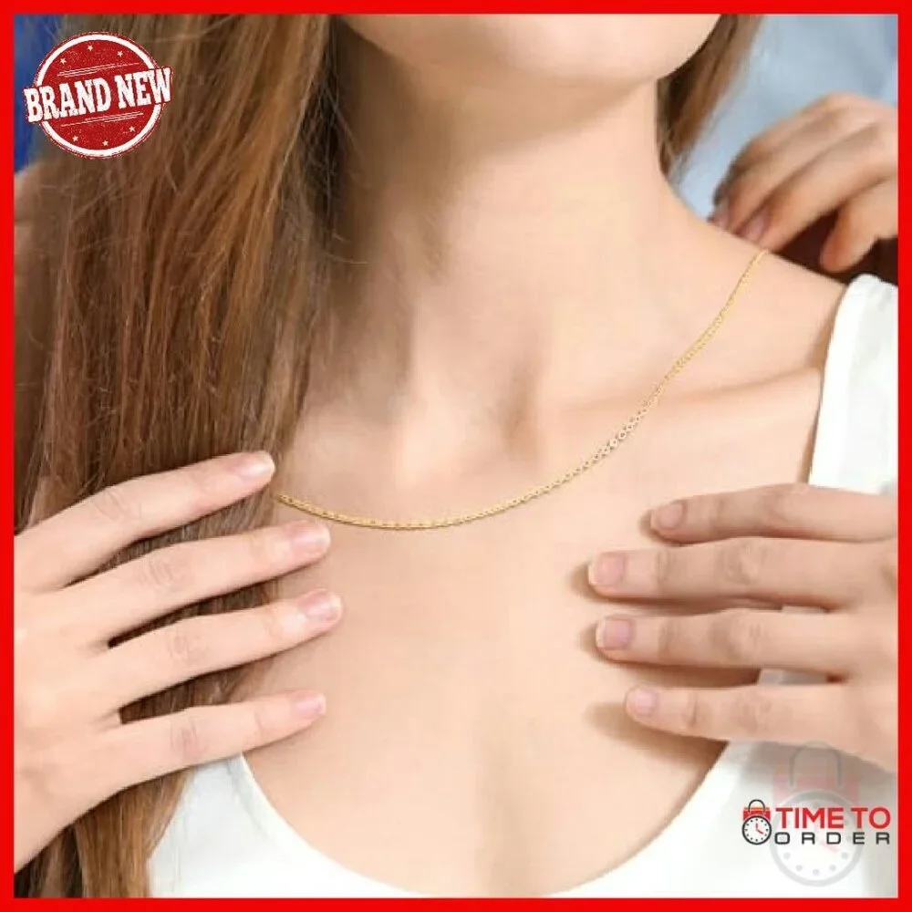14K Gold Plated Dainty Cable Chain Necklace 16-24in Thin